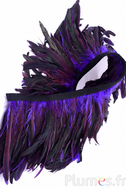 Hahnenfederkragen - Länge der Federn 20-25 cm - schwarz-lila